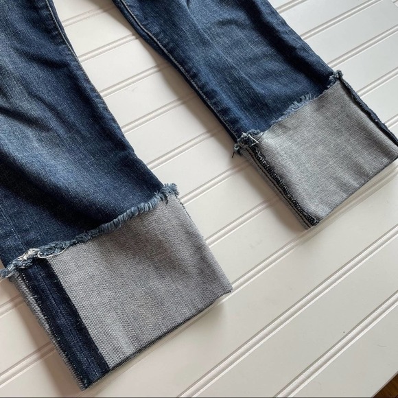 Kut From The Kloth Fray Cuff Cropped Jean Dark Blue Size 4 Catherine Boyfriend - Picture 6 of 9